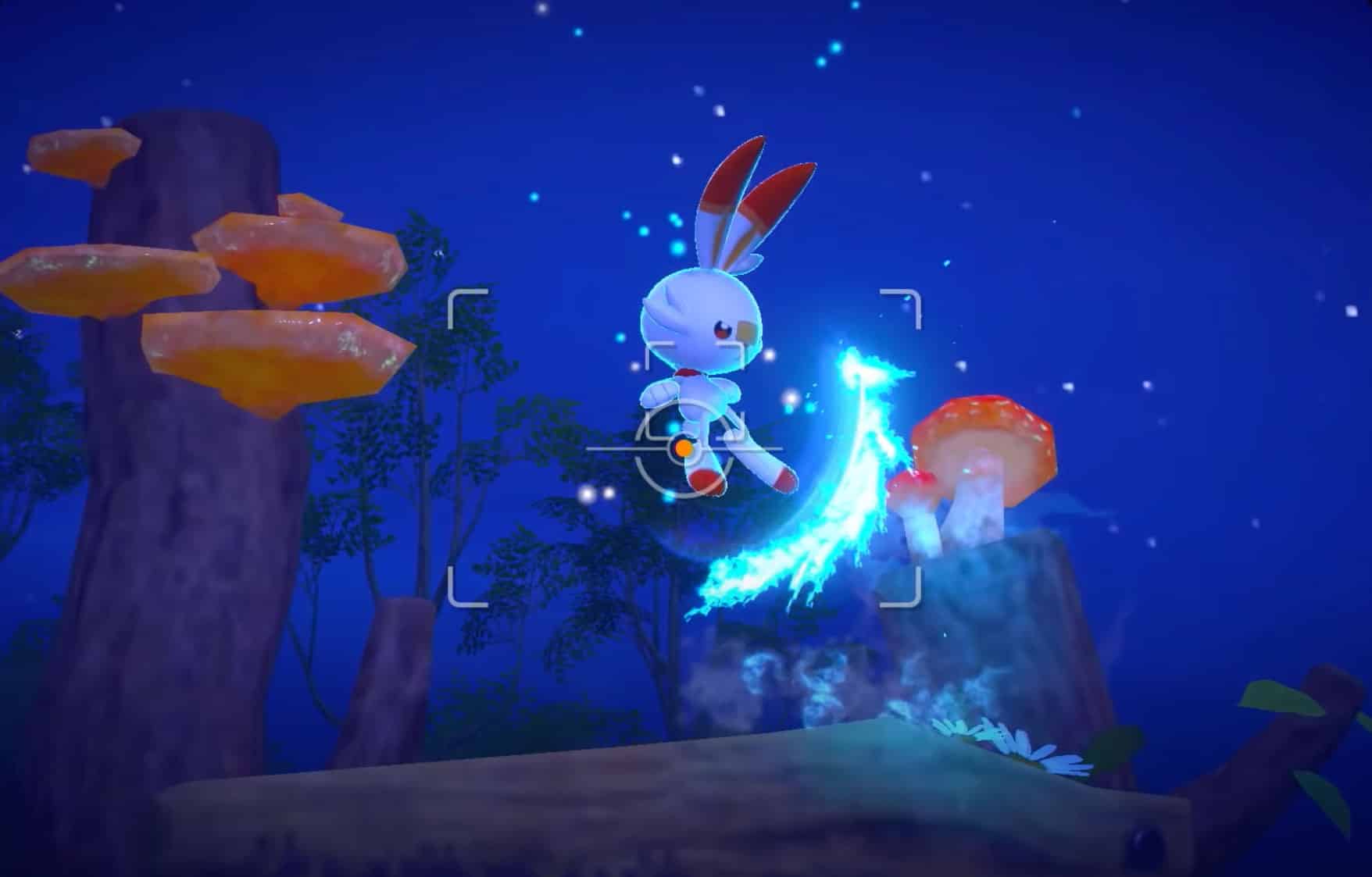 Scorbunny mit Illumina Orb Effekt neuer Pokemon Snap