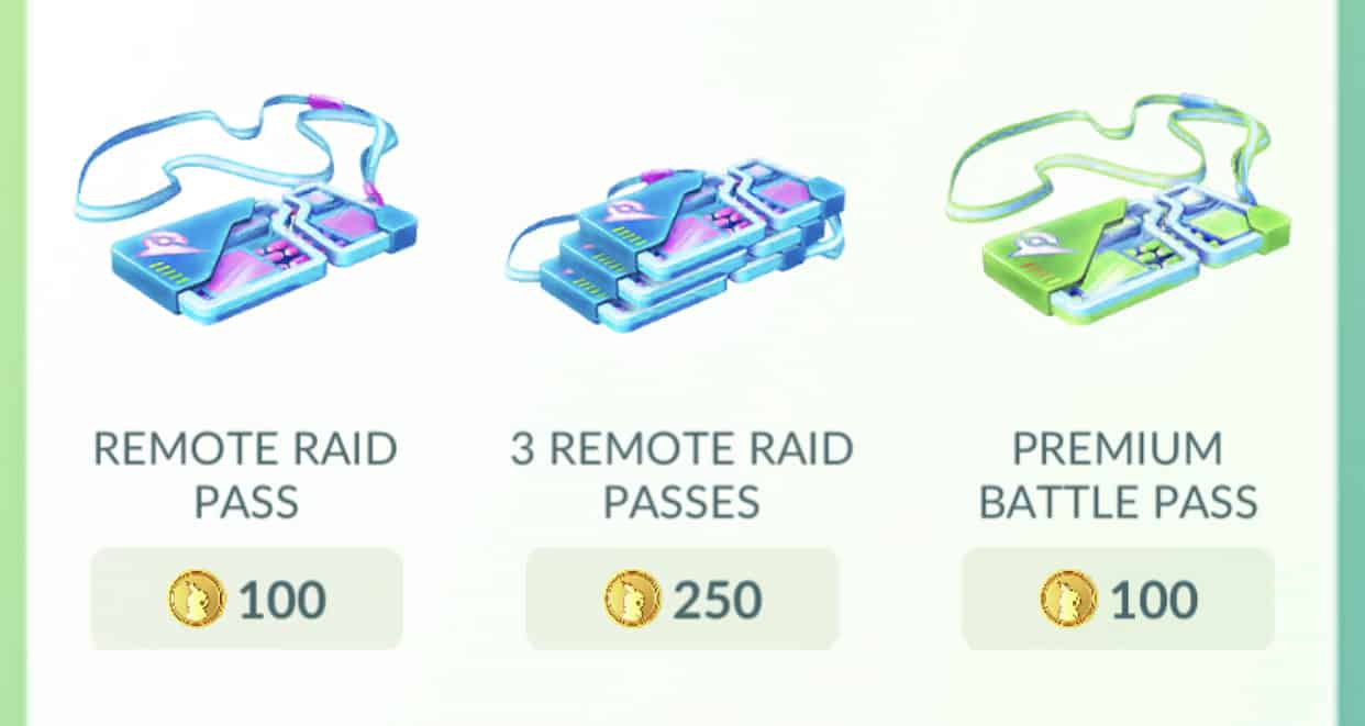 Pokemon Go Shop Remote Raid Pässe