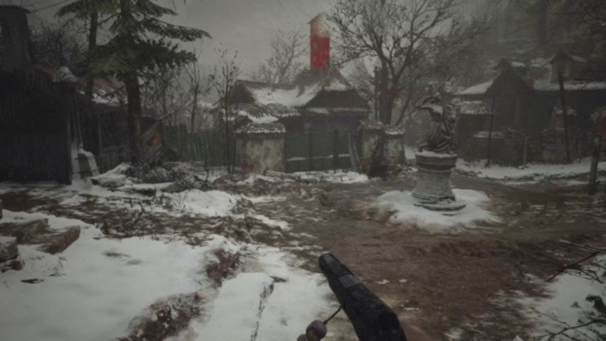Resident Evil Village Haus mit rotem Schornstein