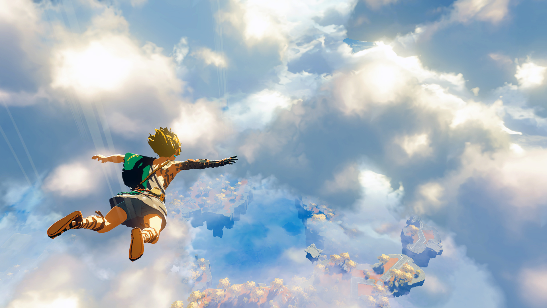 Link in der Luft in Legend of Zelda Breath of the Wild 2