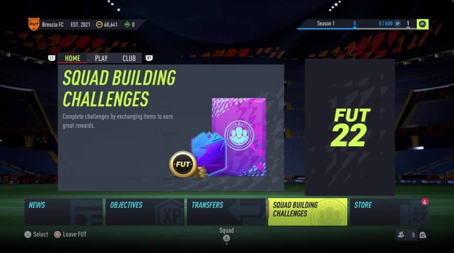 fifa 22 menü sbc