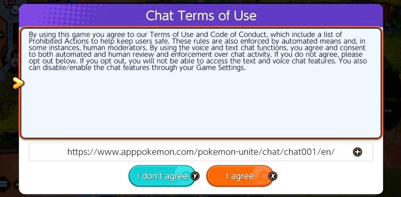 Pokemon Unite Voice-Chat-Einstellungen Nutzungsbedingungen