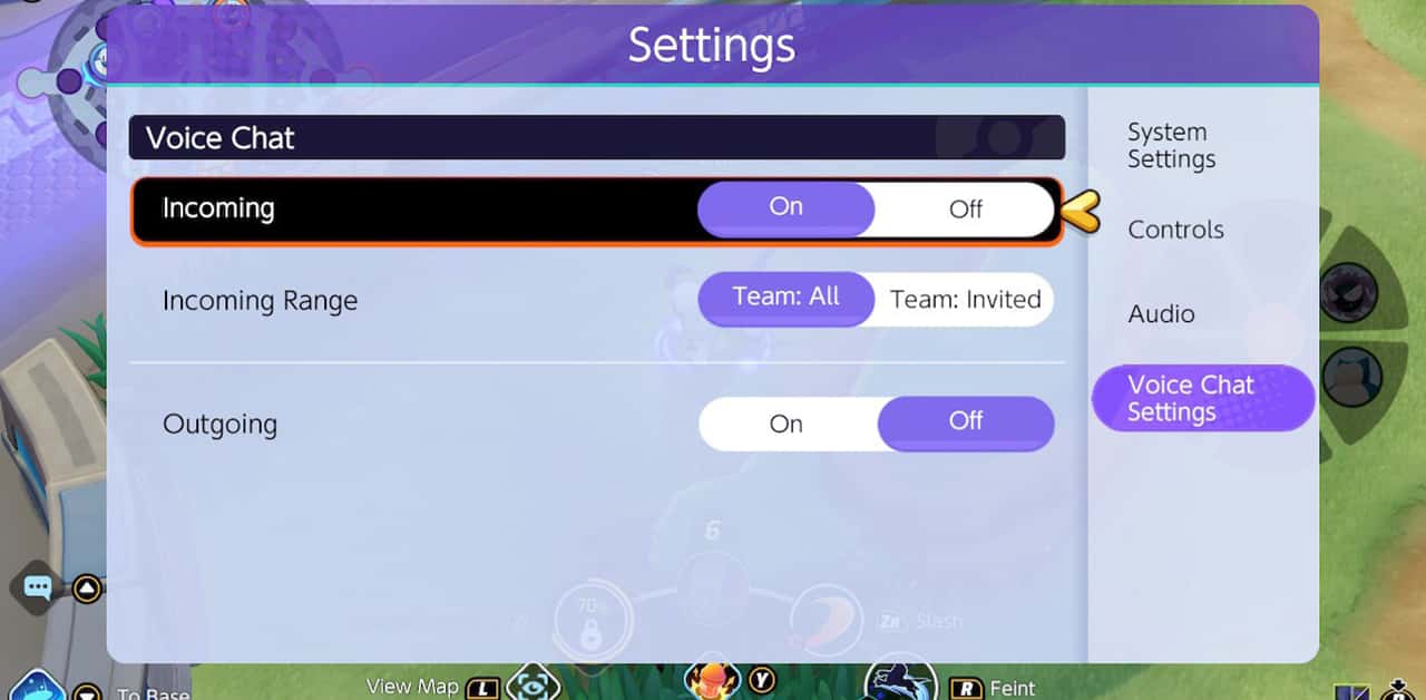 Pokemon Unite-Chat-Einstellungen Eingehend