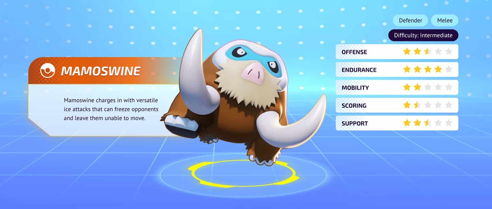 Pokemon Unite Mamoswine-Statistiken