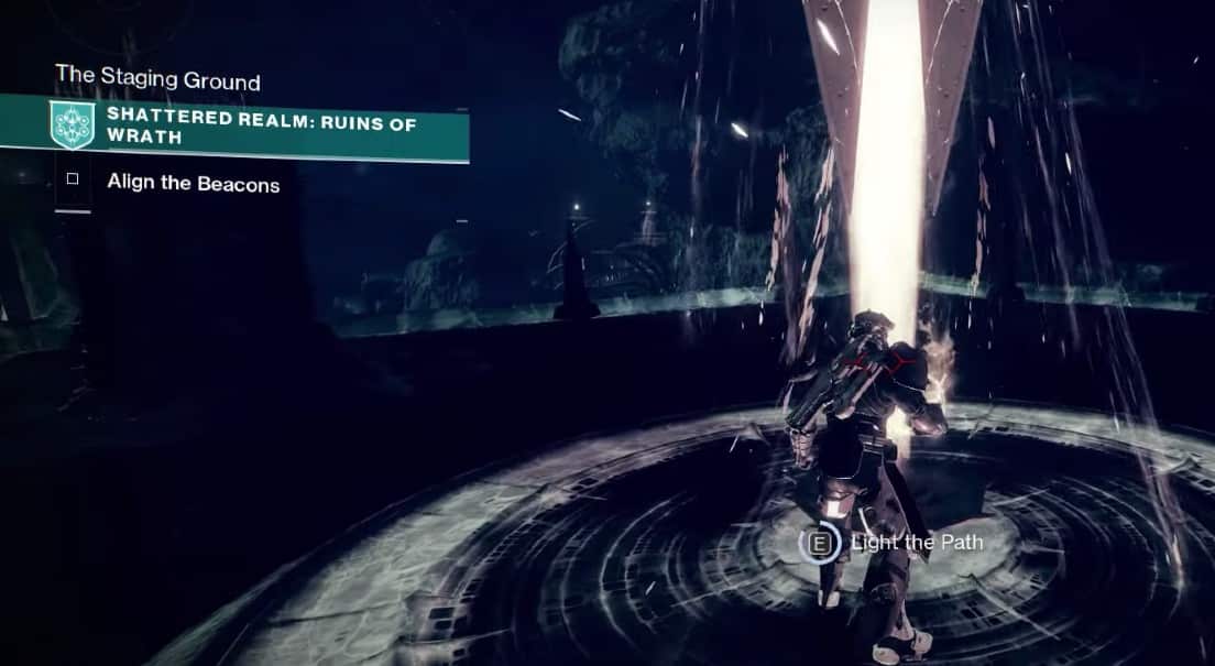 Ein Spieler aktiviert die Hive-Leuchtfeuer für die Quest Ascendant Mysteries Ruins of Wrath