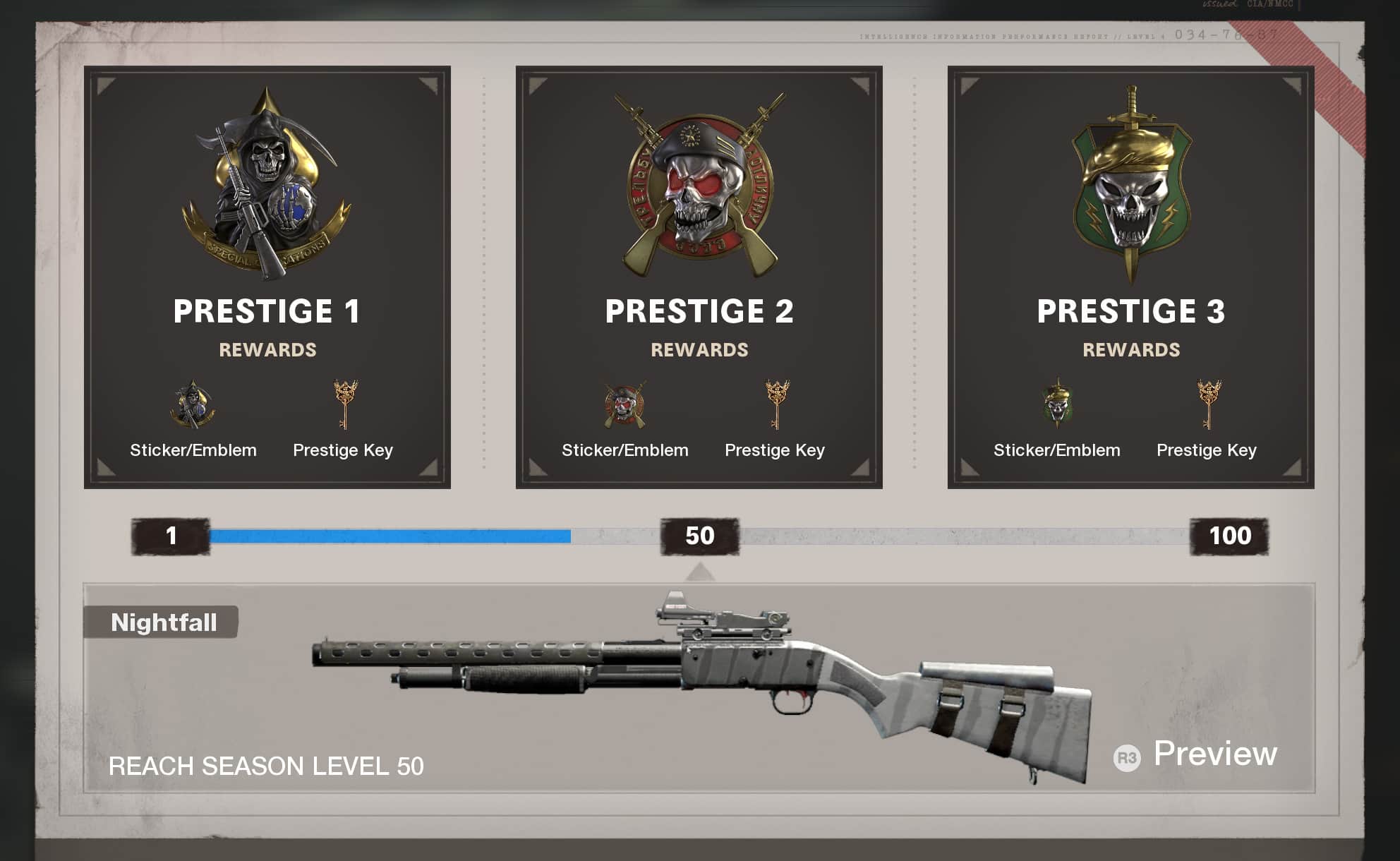 Prestige-Menü Black Ops Kalter Krieg