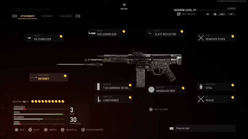 Ein Screenshot des CoD Vanguard Gunsmith