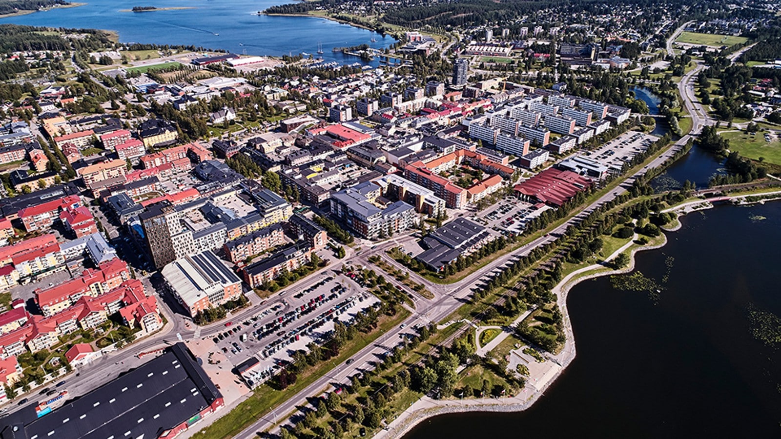 Ariel-Ansicht der schwedischen Stadt Piteå