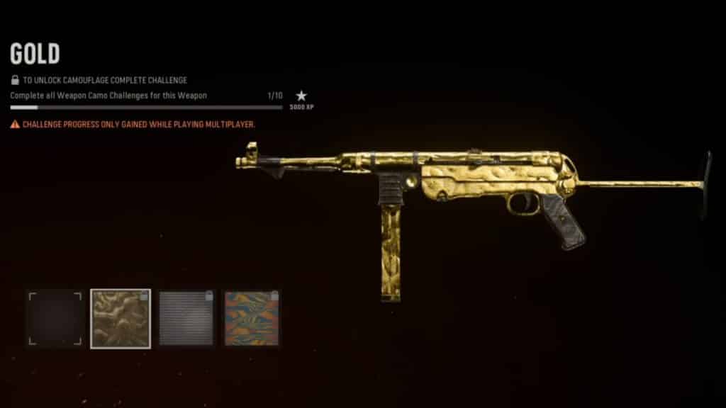 Goldener MP40-Waffenbildschirm in CoD Vanguard