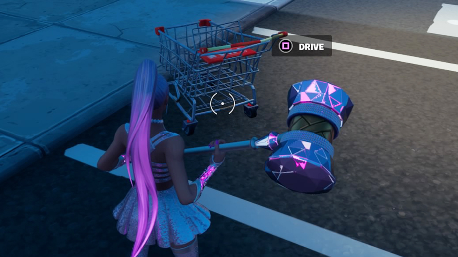 Ariana Grande betrachtet einen Einkaufswagen in Fortnite