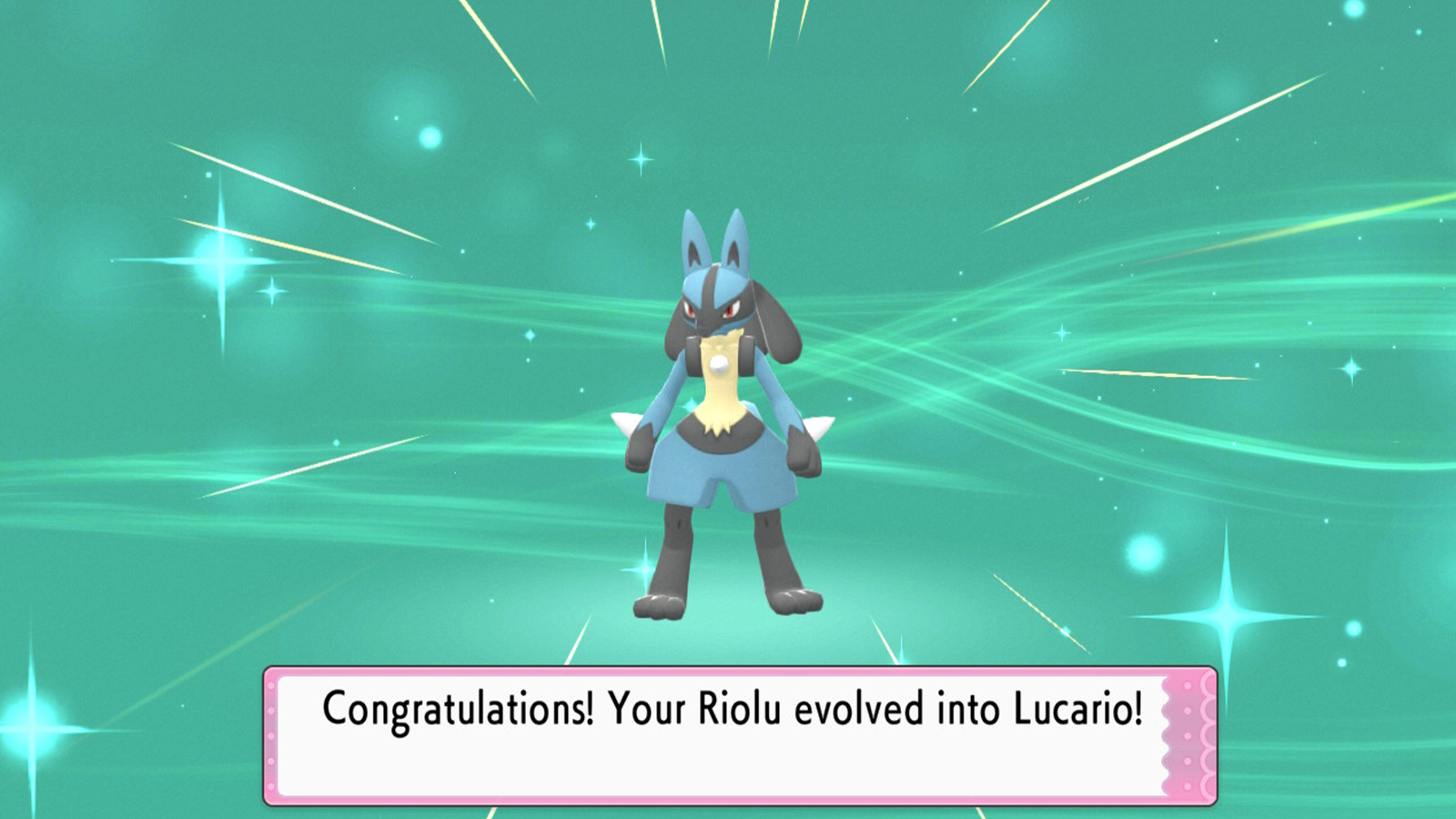 Pokemon Brilliant Diamond & Shining Pearl Screenshot von Lucario Evolution