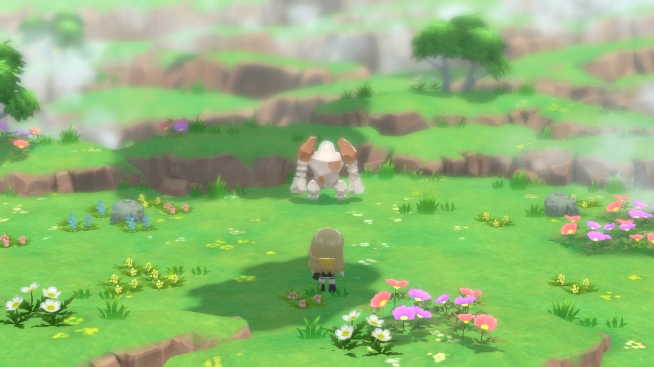 Pokemon Brilliant Diamond & Shining Pearl Regirock Ramanas Park Schlacht Screenshot.