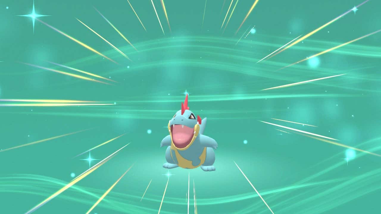 Pokémon Strahlender Diamant & Leuchtende Perle Croconaw Evolutionsbildschirm