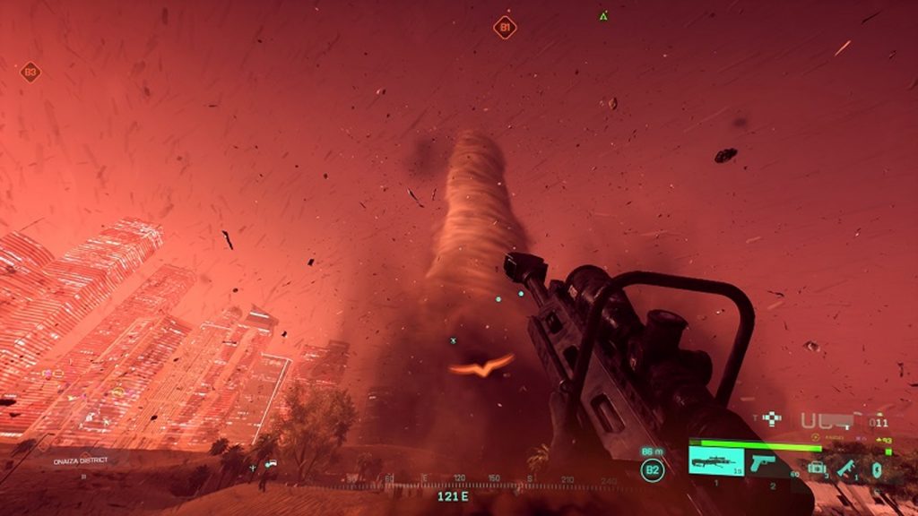 Ein Bild eines Sandsturms auf der Karte Sanduhr in Battlefield 2042.