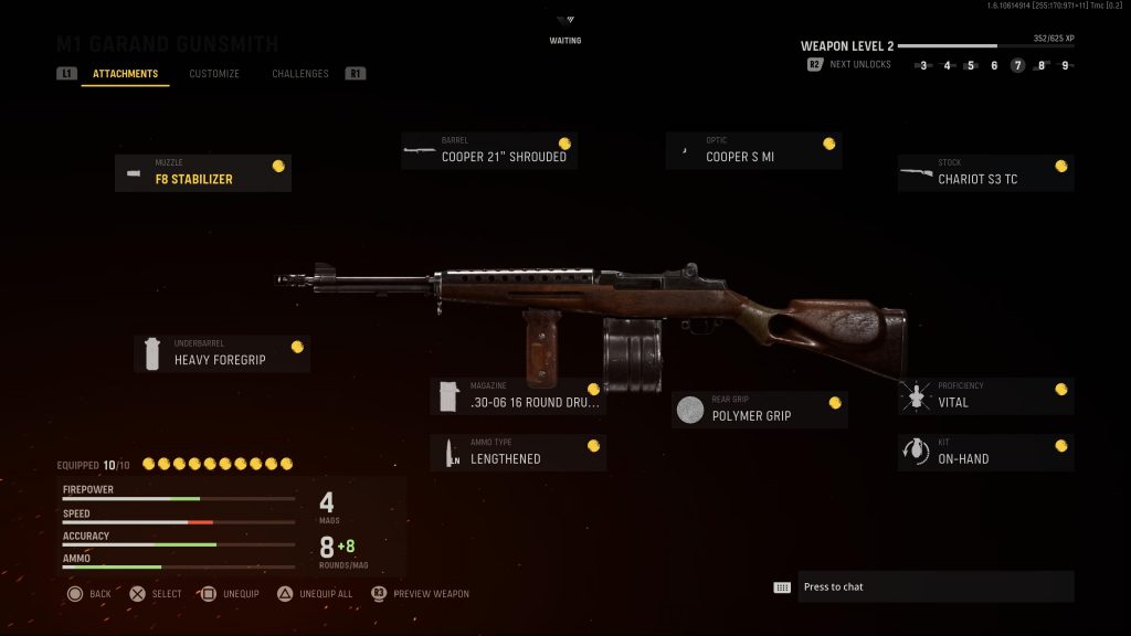 CoD Vanguard M1 Garand-Ausrüstung