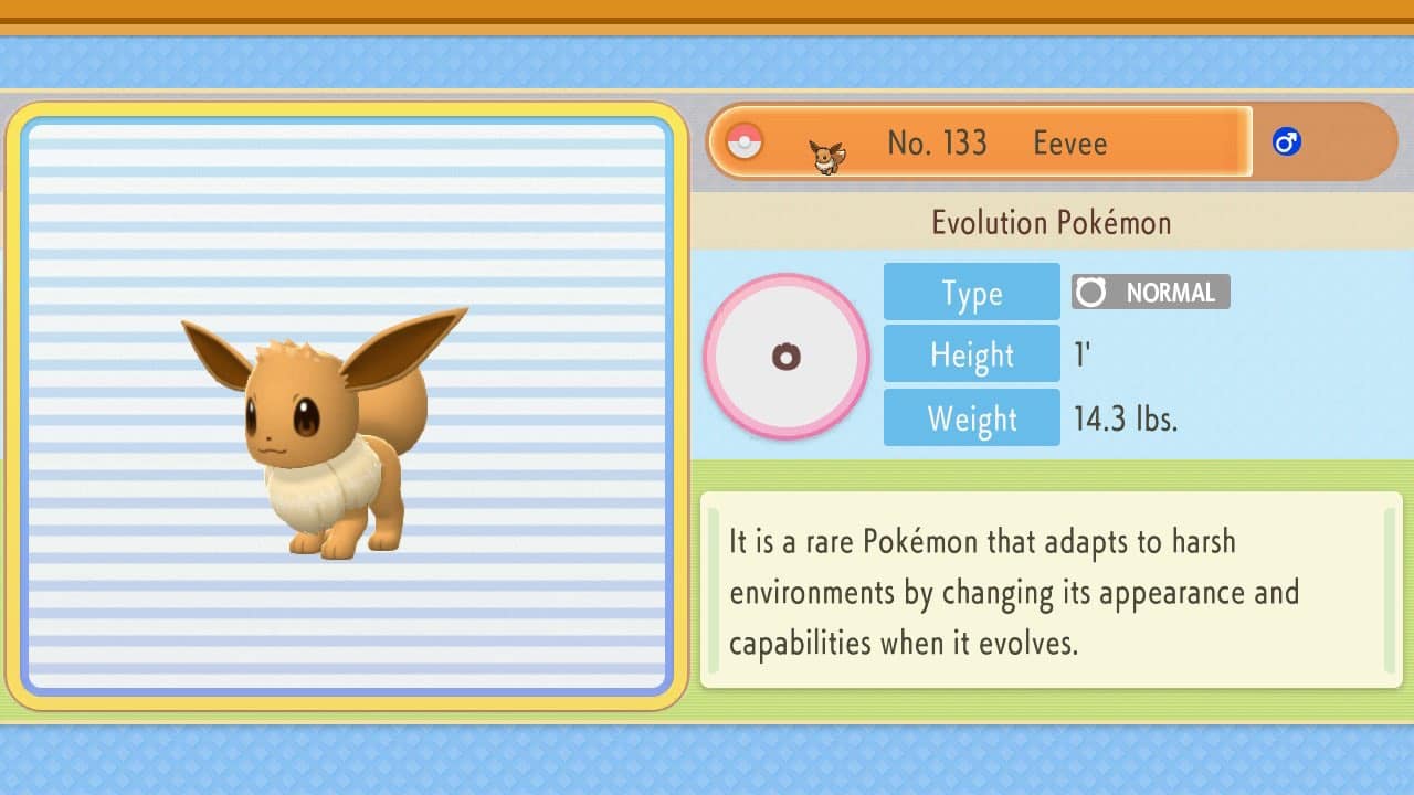 Screenshot von Evoli Pokedex Eintrag Pokemon Brillant Diamant glänzende Perle