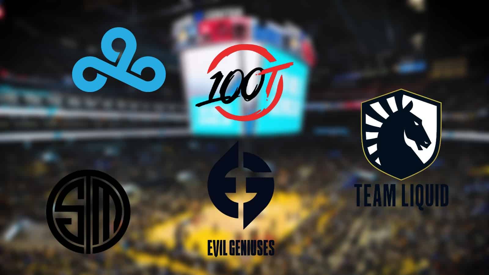 LCS-Teamlogos über dem Bild des Chase Center