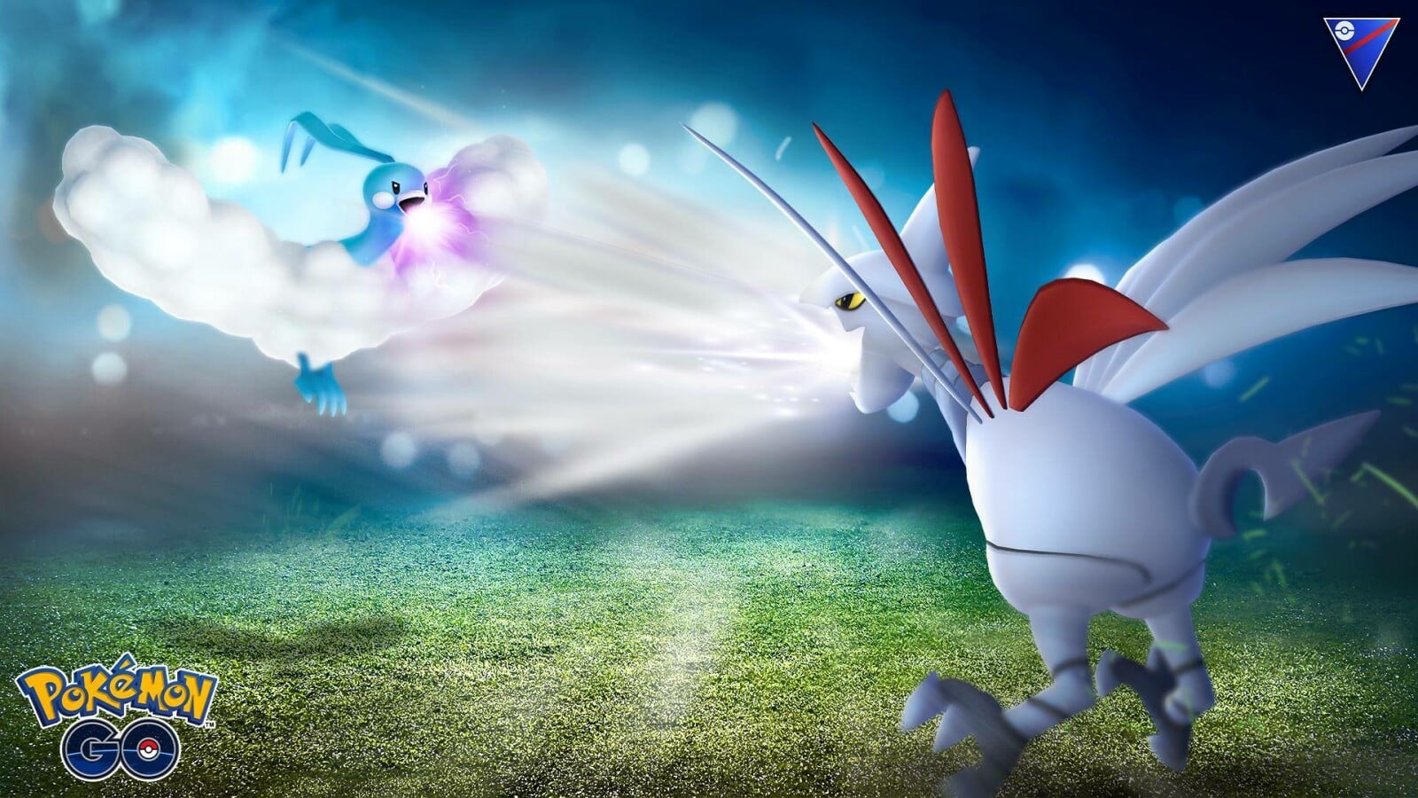 Altaria kämpft im Holiday Cup in der Pokémon Go Battle League gegen Skarmory