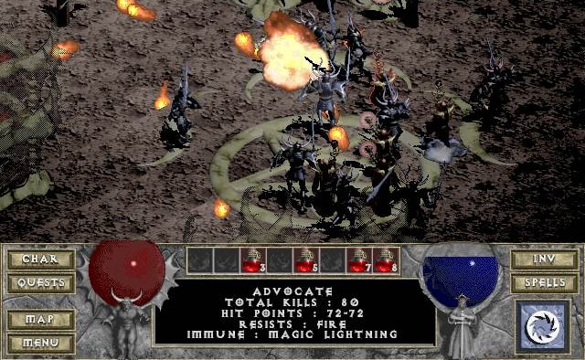 Diablo i Spieler kämpft gegen Monster