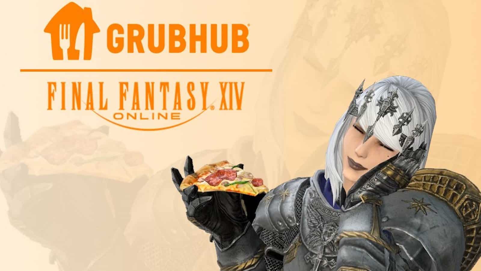 ffxiv Grubhub-Charakter mit Pizza-Emote
