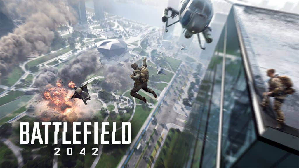 Battlefield 2042 mit Fallschirm vom Gebäude springen