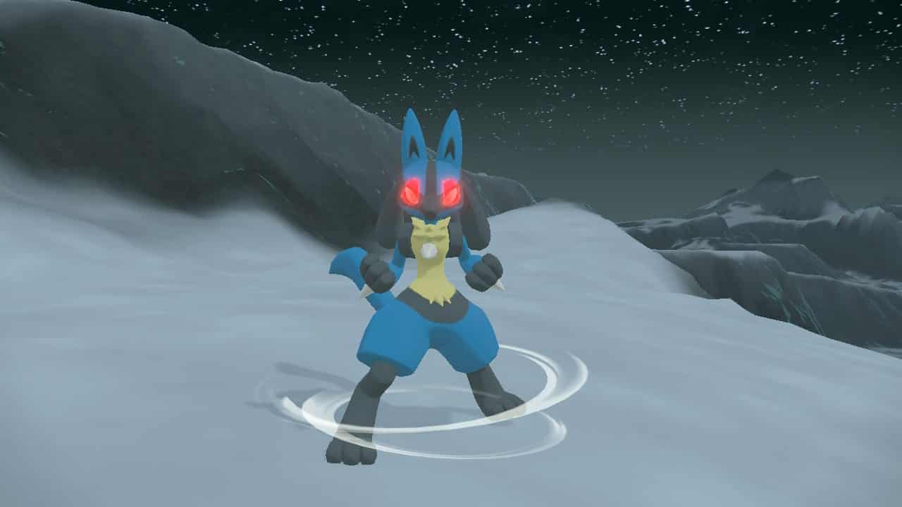 Pokémon Legends Alpha Lucario angreifender Screenshot