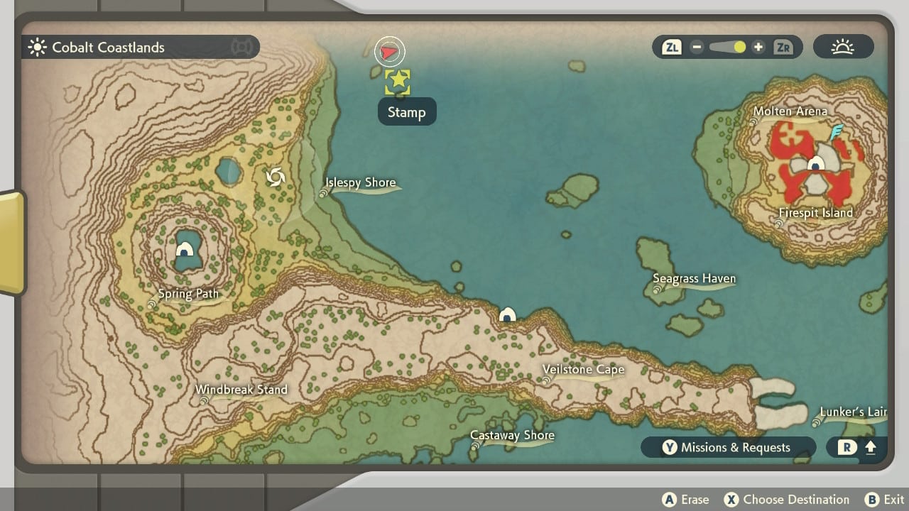 Screenshot der Kartenposition von Pokémon Legends Arceus Basculin.