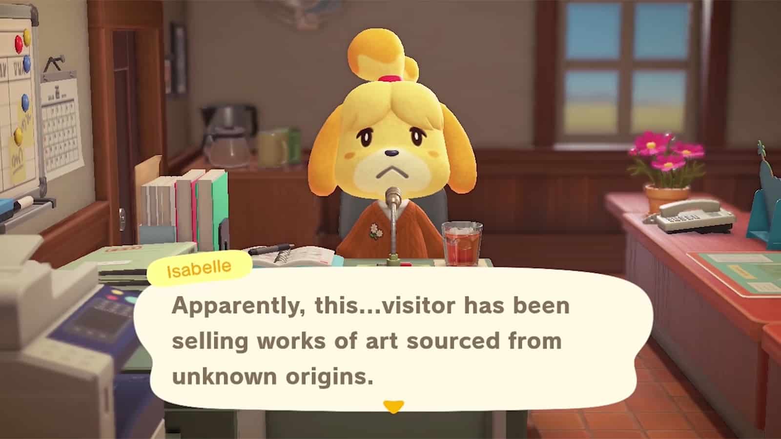 Isabelle spricht über Jolly Redds gefälschte Kunst in Animal Crossing New Horizons