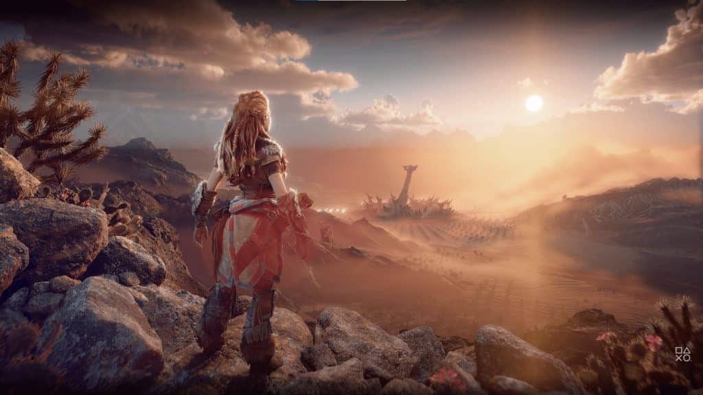 Aloy mit Blick auf die Welt in Horizon Forbidden West