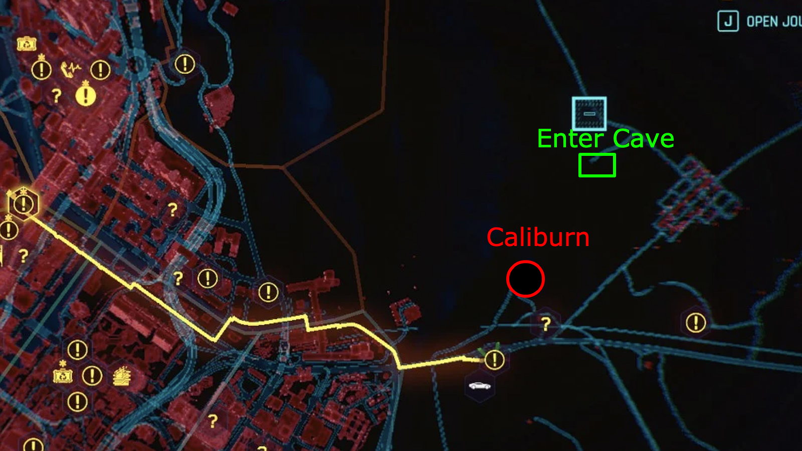 Cyberpunk-Karte für den Standort Caliburn