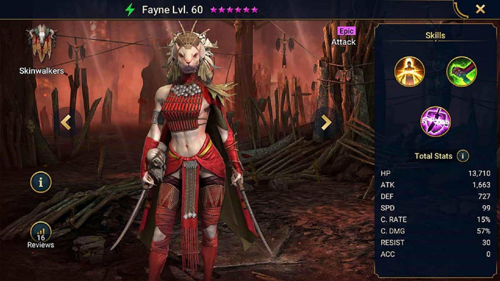 Screenshot im Spiel mit Fayne in Raid Shadow Legends