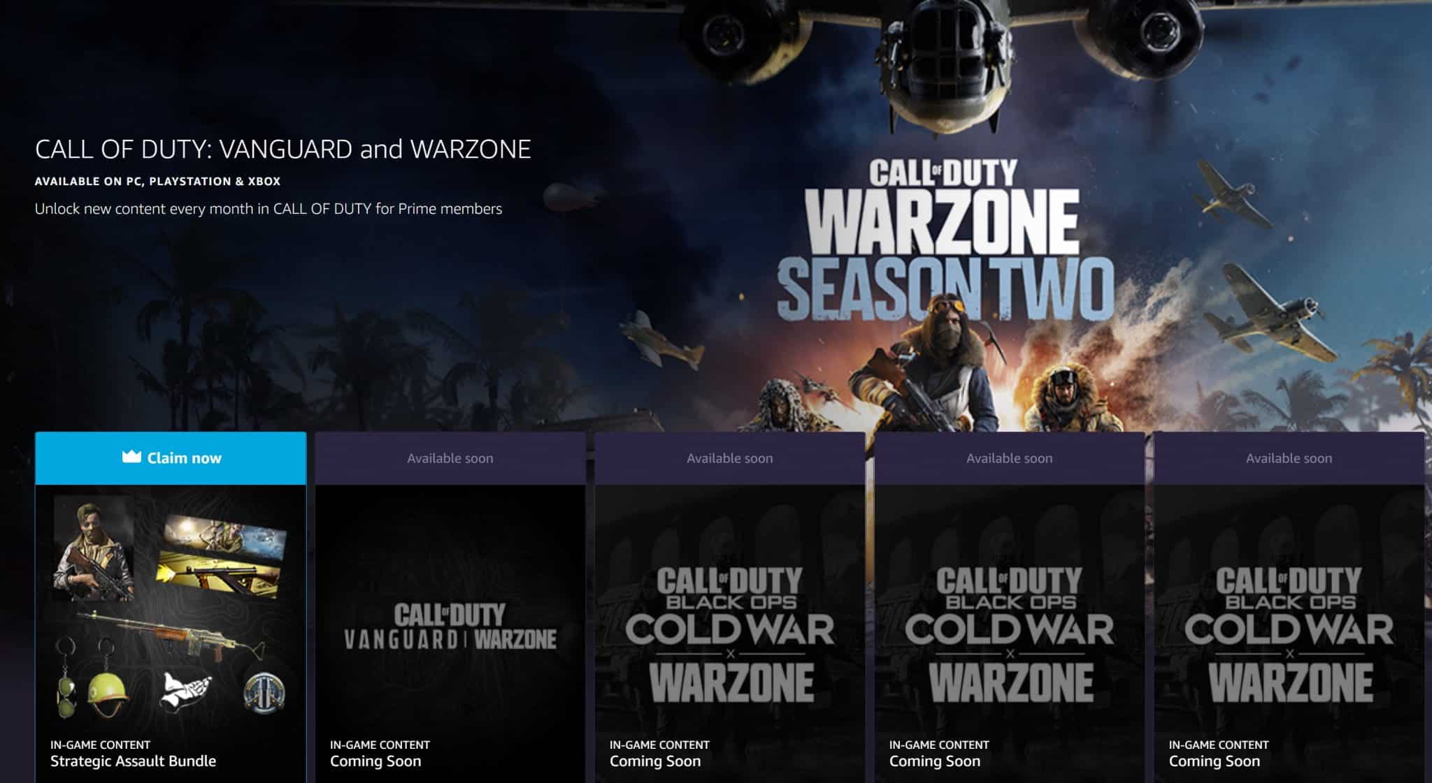 Prime Gaming-Belohnungen für CoD Warzone und Vanguard