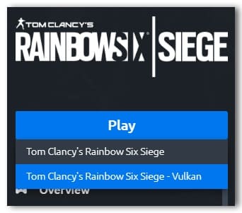 Startoptionen für Rainbow Six Siege: Vulkan vs. Regular