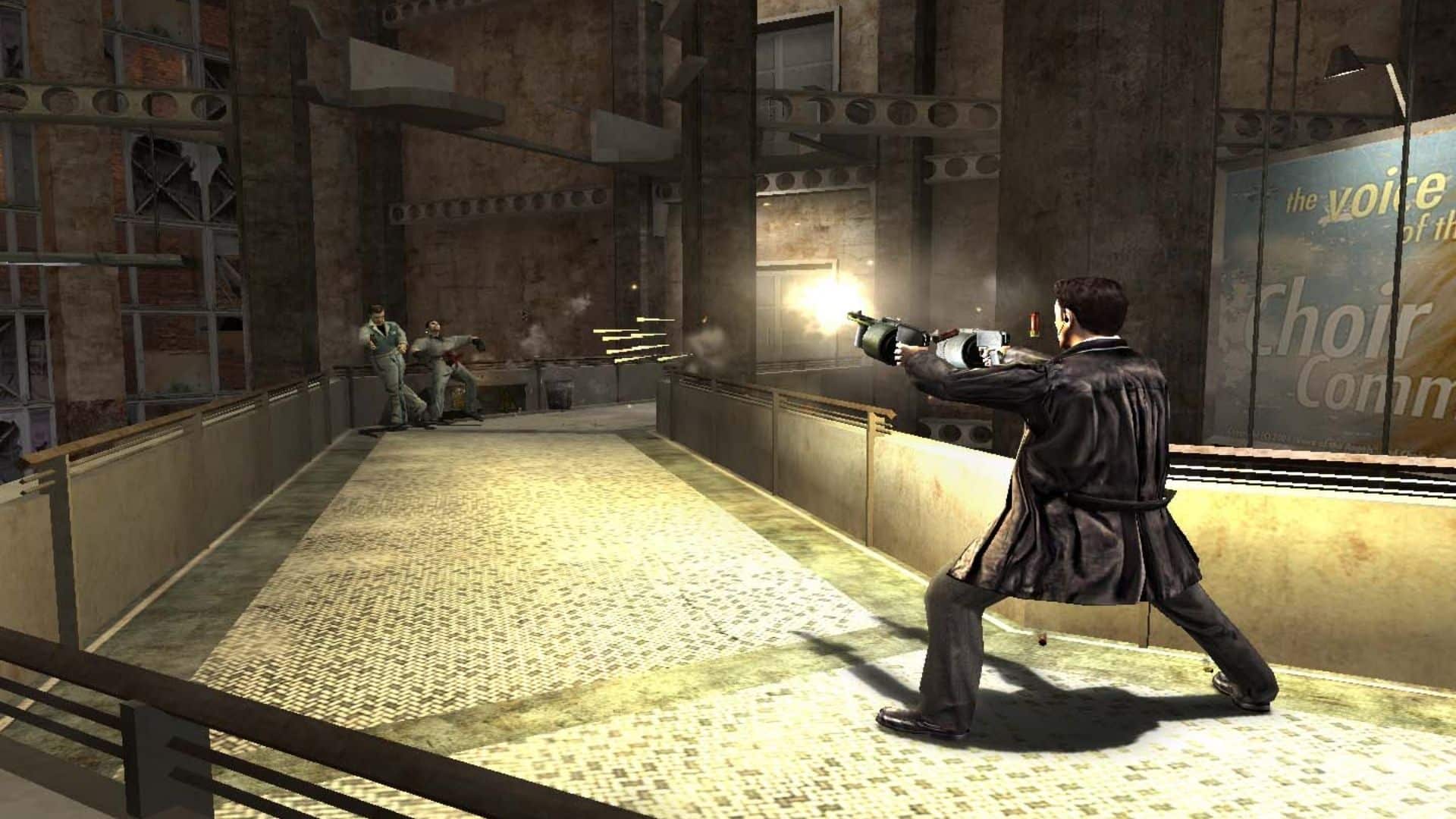 Max Payne Waffen mit zwei Waffen auf Feinde