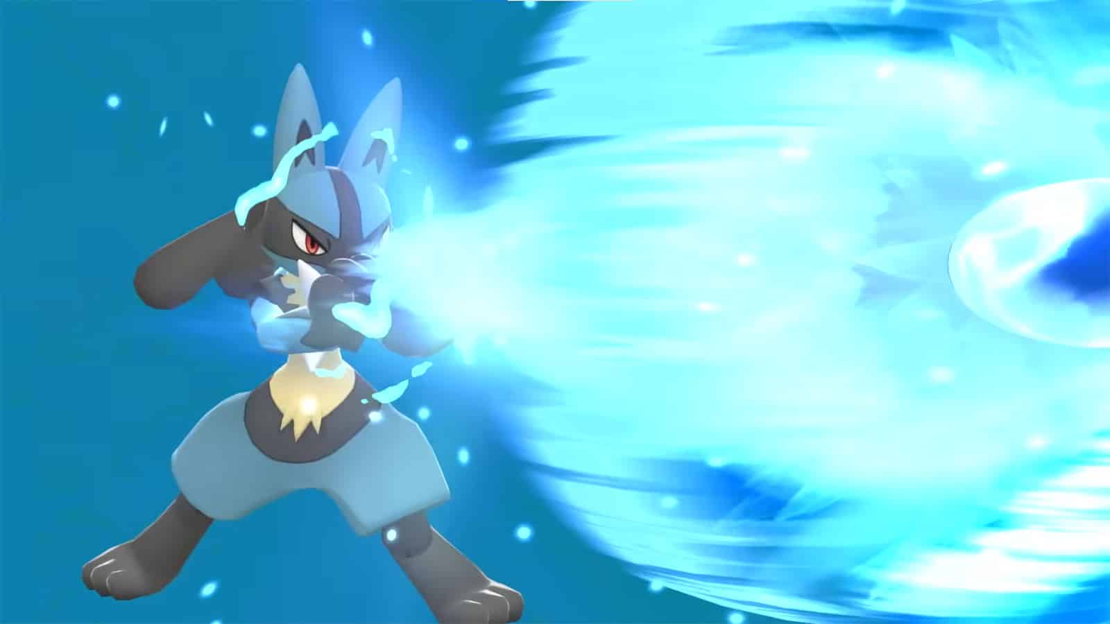 Pokémon Strahlender Diamant & Leuchtende Perle Lucario mit Aura Sphere-Trailer-Screenshot