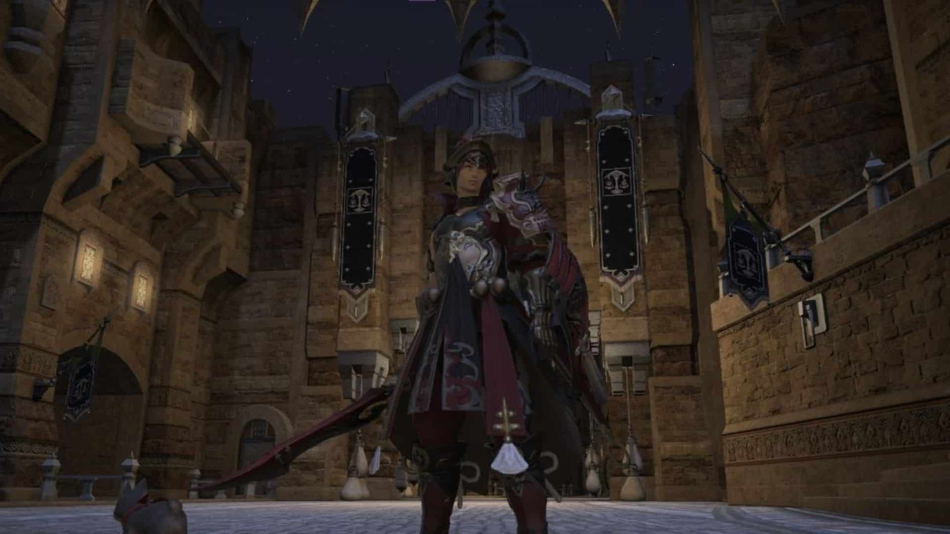 ein paladin, der in ff 14 posiert