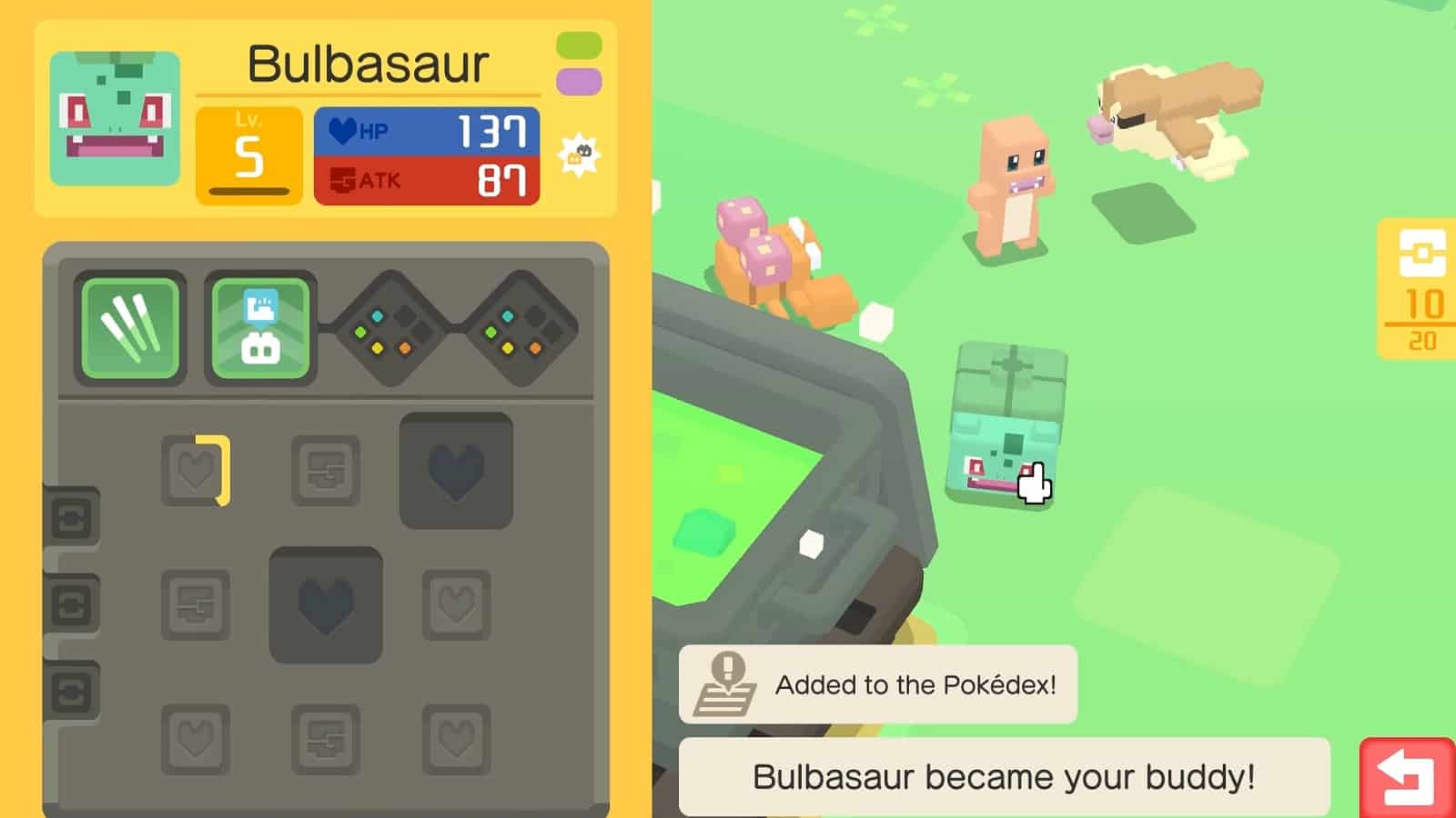 Screenshot des Pokedex in Pokémon Quest