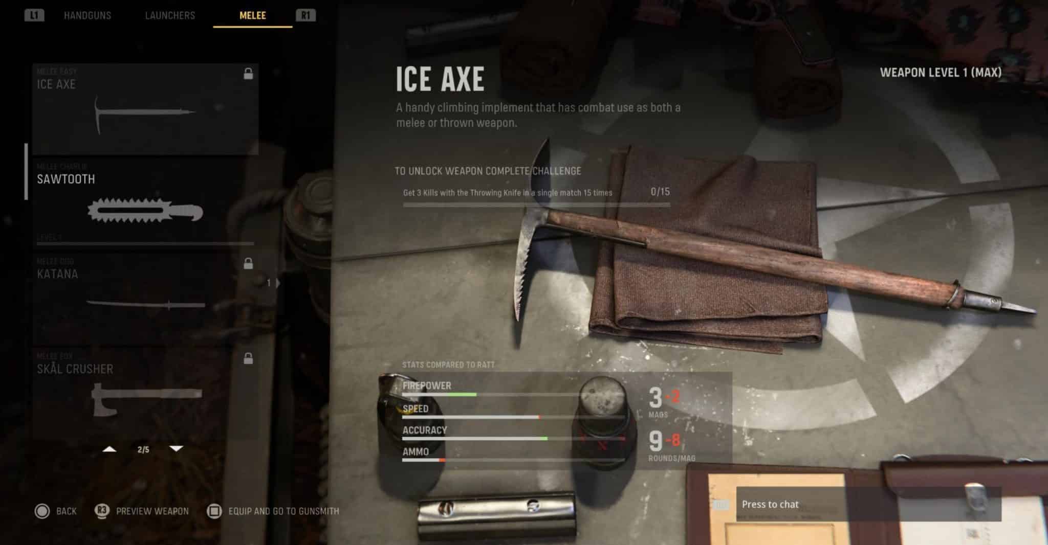 Warzone Ice Axe Nahkampfwaffe