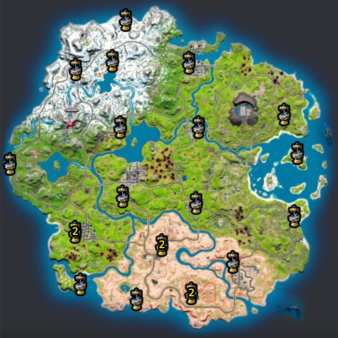 Verbessere Bench-Standorte auf der Fortnite-Karte