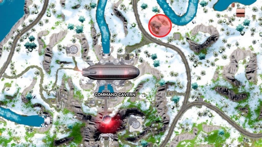 Uplink-Standort des Fortnite-Geräts auf der Karte markiert