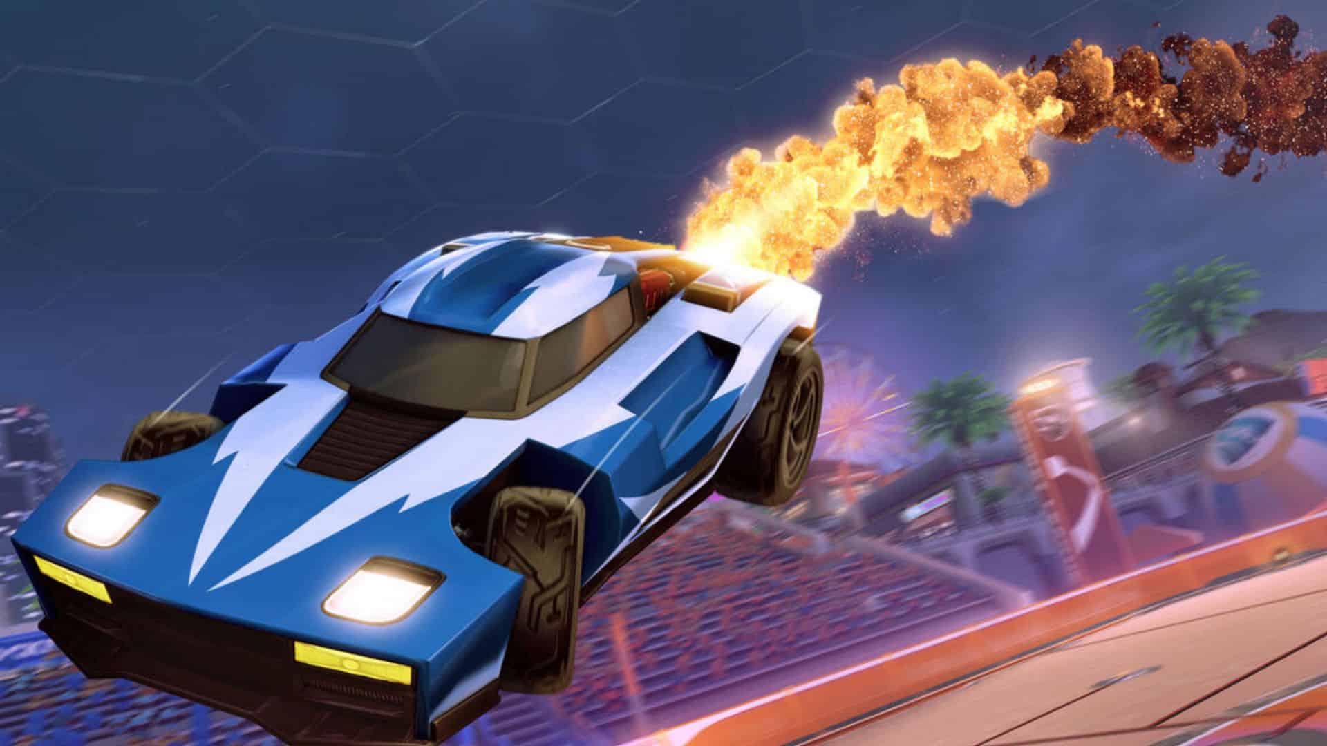 Rocket League Auto fliegt durch die Luft