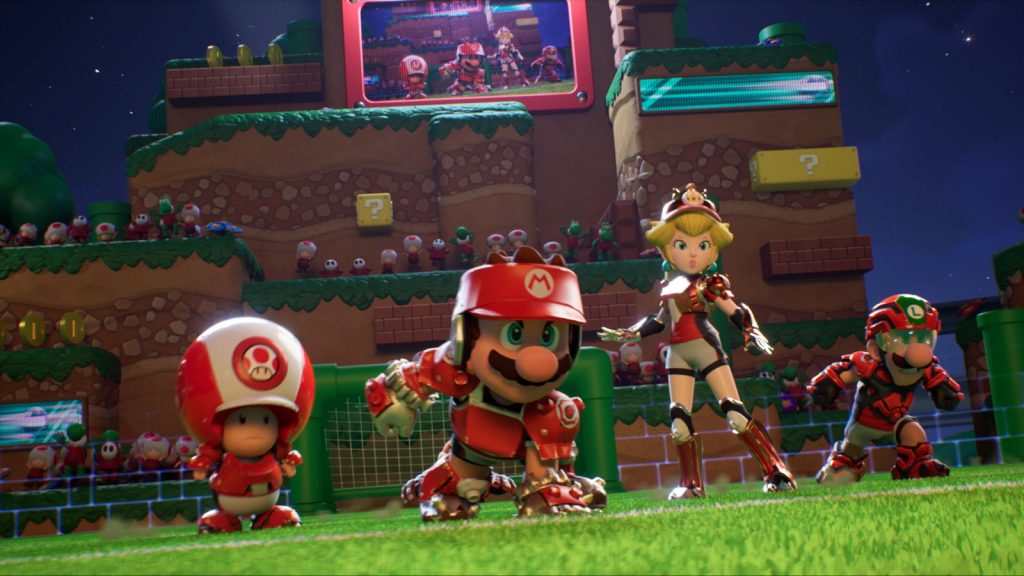 Mario Strikers Battle League-Charaktere in einem Team