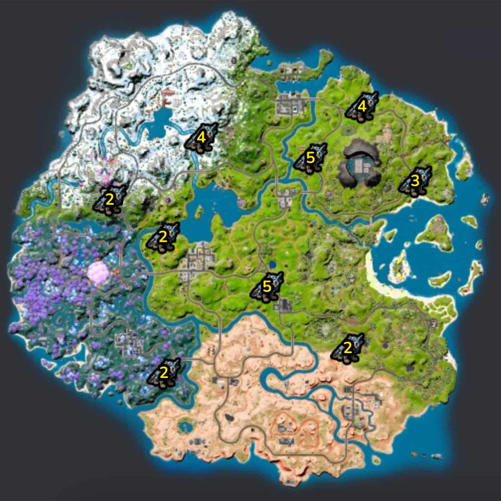 Wolfsstandorte auf der Fortnite-Karte