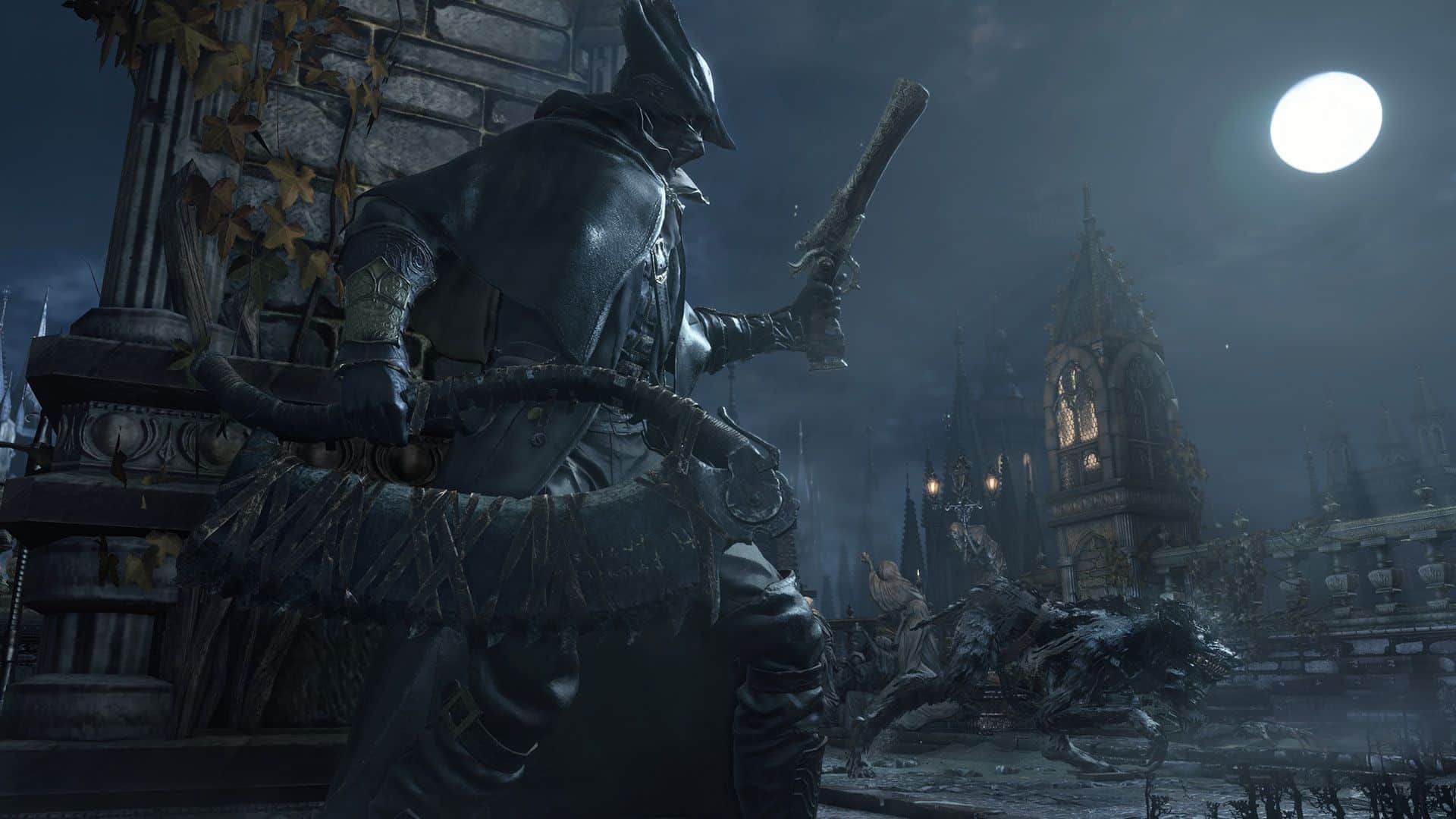 Jäger kämpft gegen Werwolffeind in Bloodborne