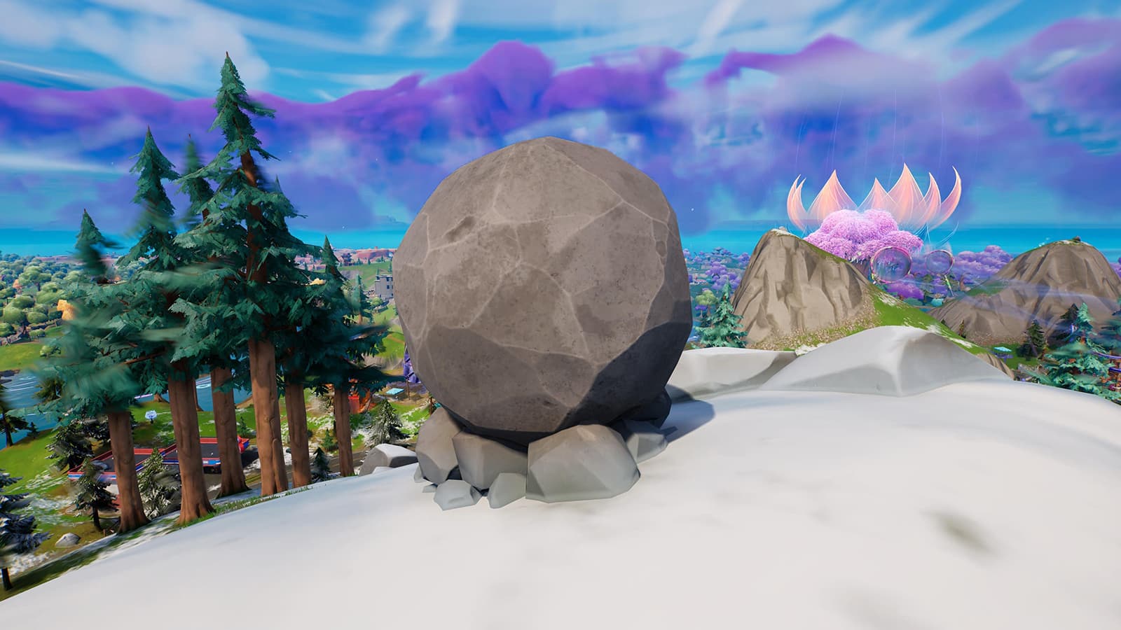 Ein außer Kontrolle geratener Felsbrocken in Fortnite