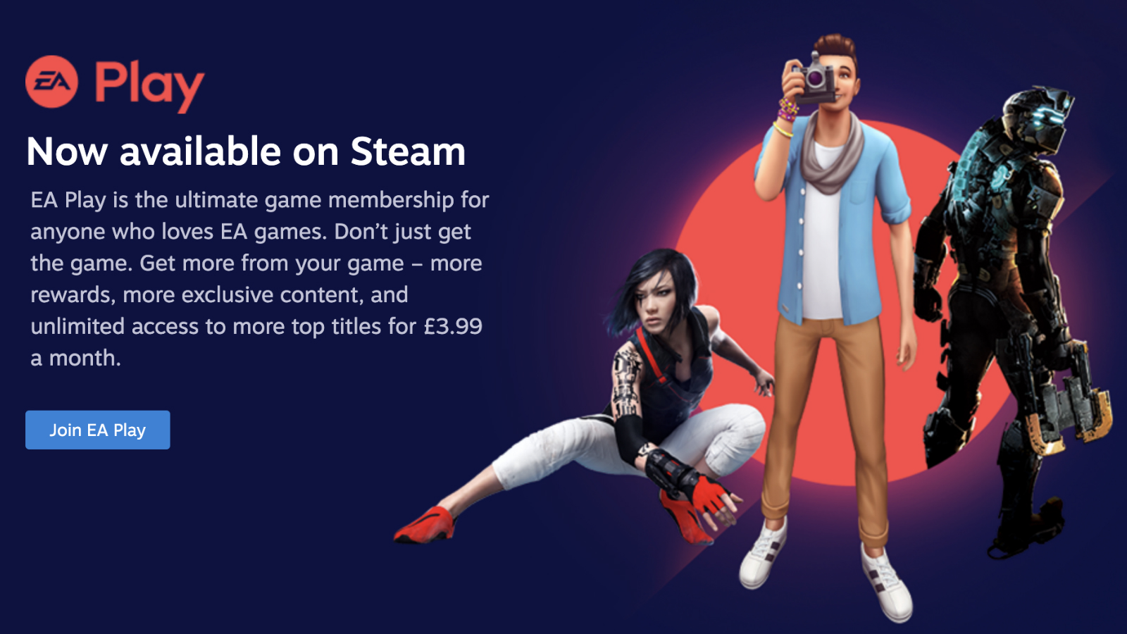 Ein Bild des EA Play Steam-Links zur Origin-Webseite