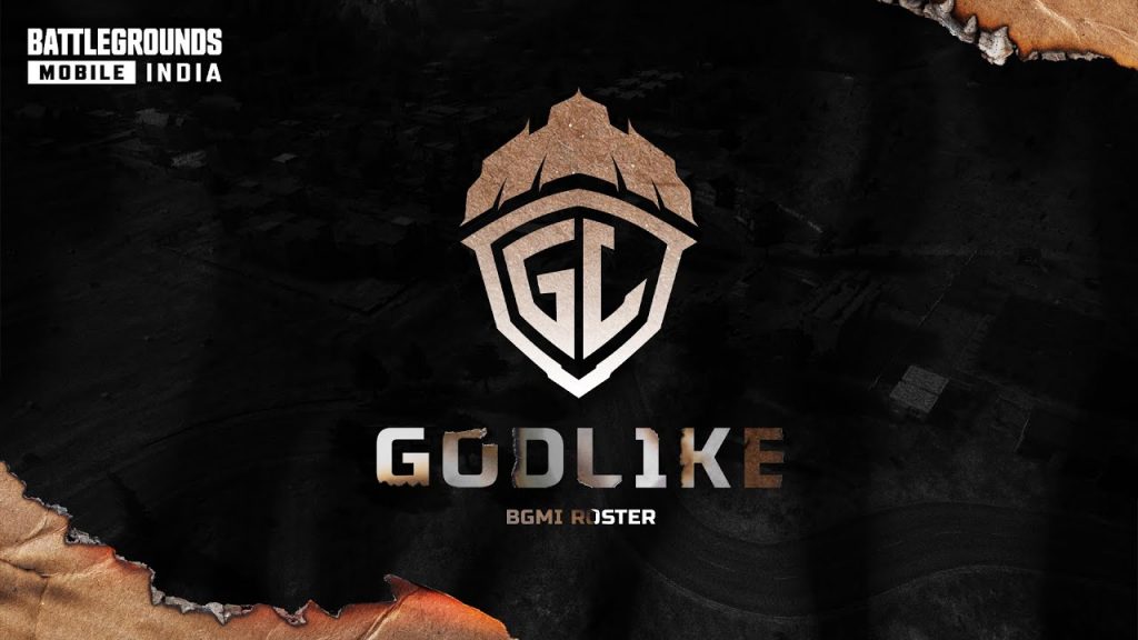 Esports org GodLike-Logo mit BGMI-Roster-Text