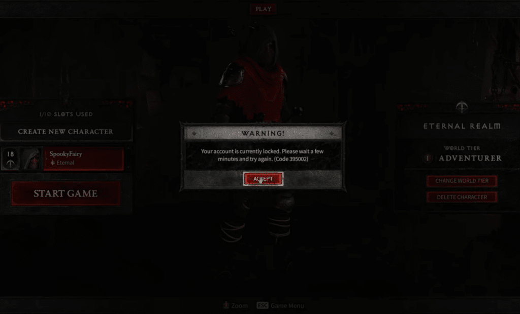 Fehler beim Sperren des Diablo 4-Kontos