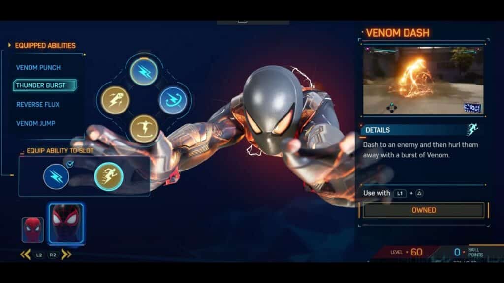 Venom Dash, Fähigkeiten von Miles Morales