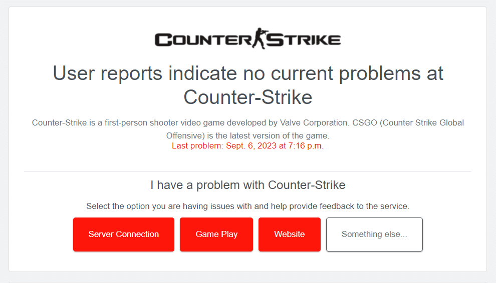 Überprüfen Sie Downdetector auf Updates zum CS:GO-Serverstatus